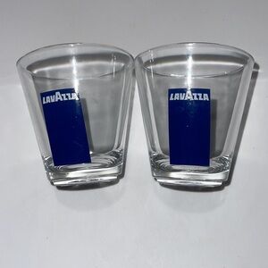2X Vintage Classic Lavazza Branding Double Espresso Glasses 3.5 Oz